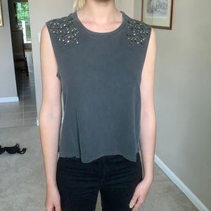 Truly madly deeply grey studded tank